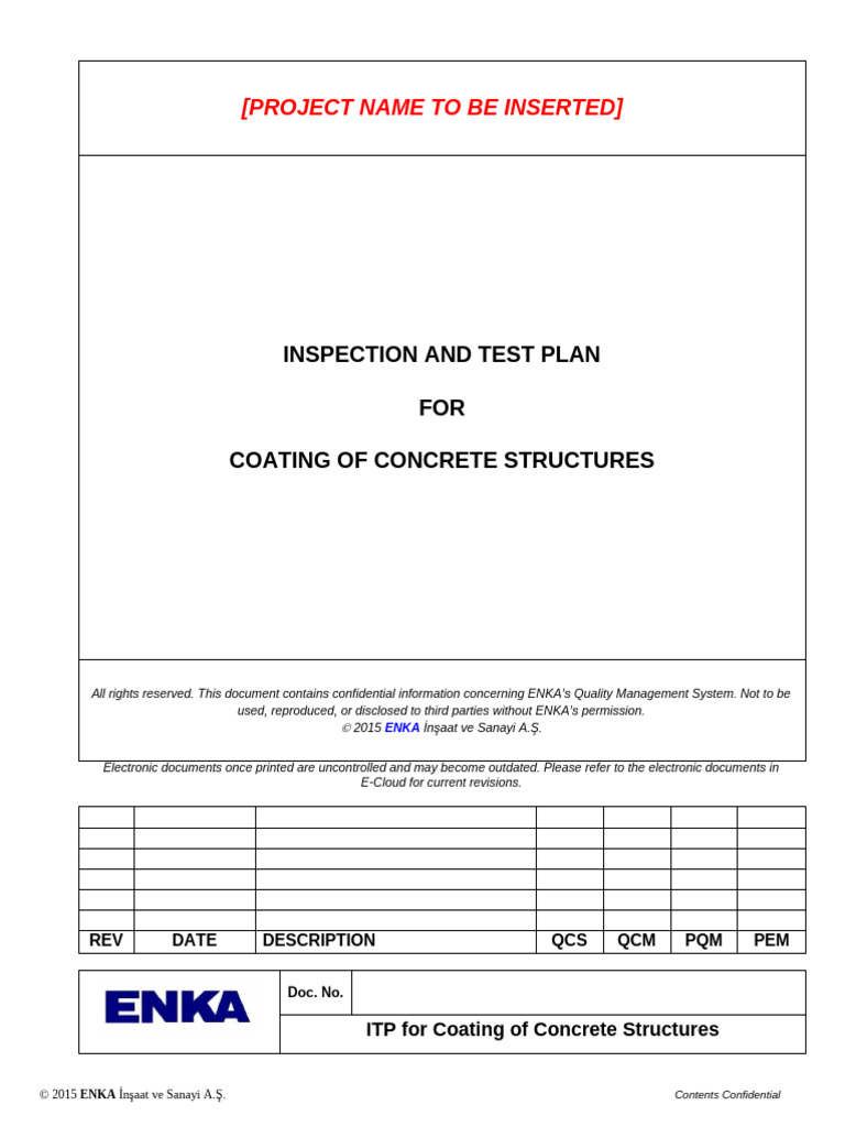 Concrete Structures Coating ITP | PDF | Concrete