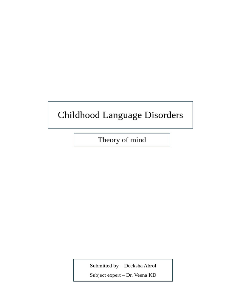 Theory of Mind | PDF | Theory Of Mind | Autism