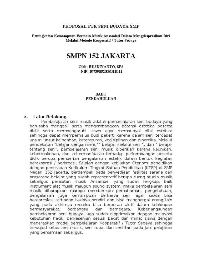 Proposal Ptk Seni Budaya Smp