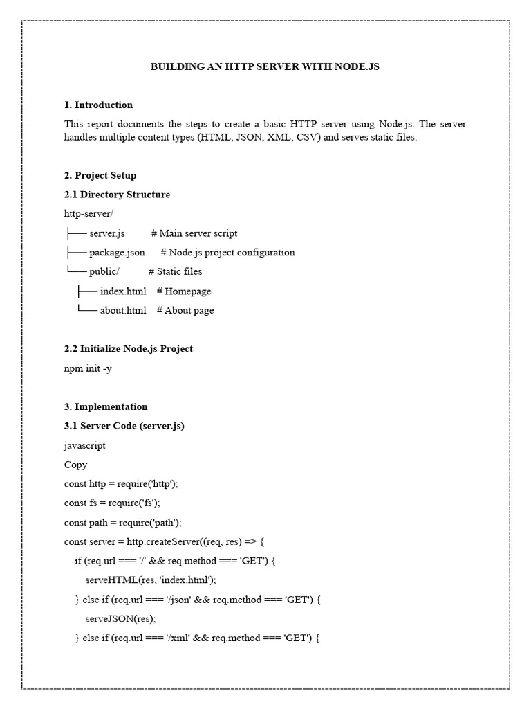 Create HTTP Server with Node.js | PDF | Web Server | Internet & Web