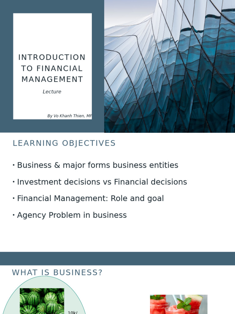 FFM - Introduction Topic 1 - Part 1 | PDF | Corporations | Sole ...