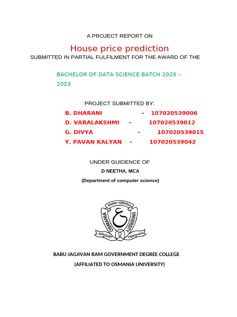 House Price Prediction Project Report | PDF | Support Vector Machine ...