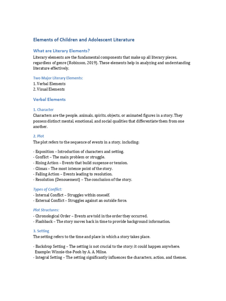 Analyzing Children's Literature Elements | PDF | Narration | Plot ...