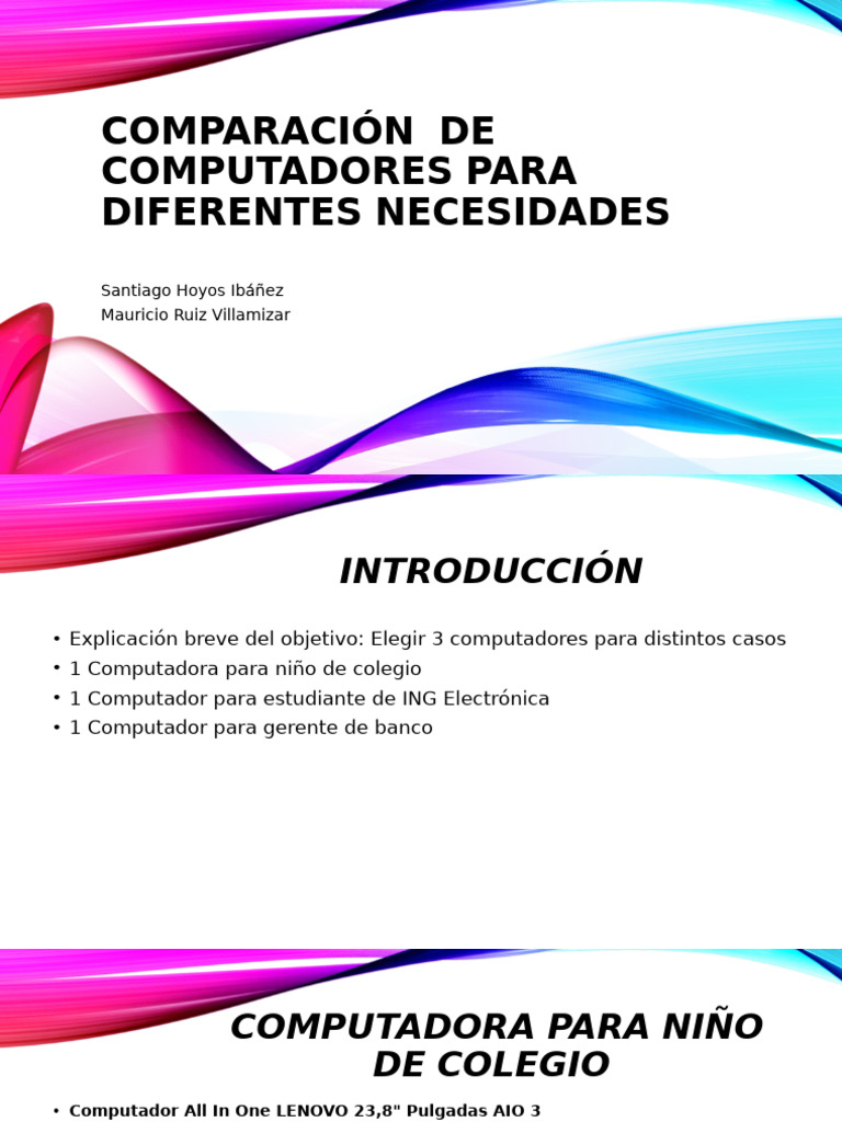 Comparación de Computadores para Diferentes Necesidades | PDF ...