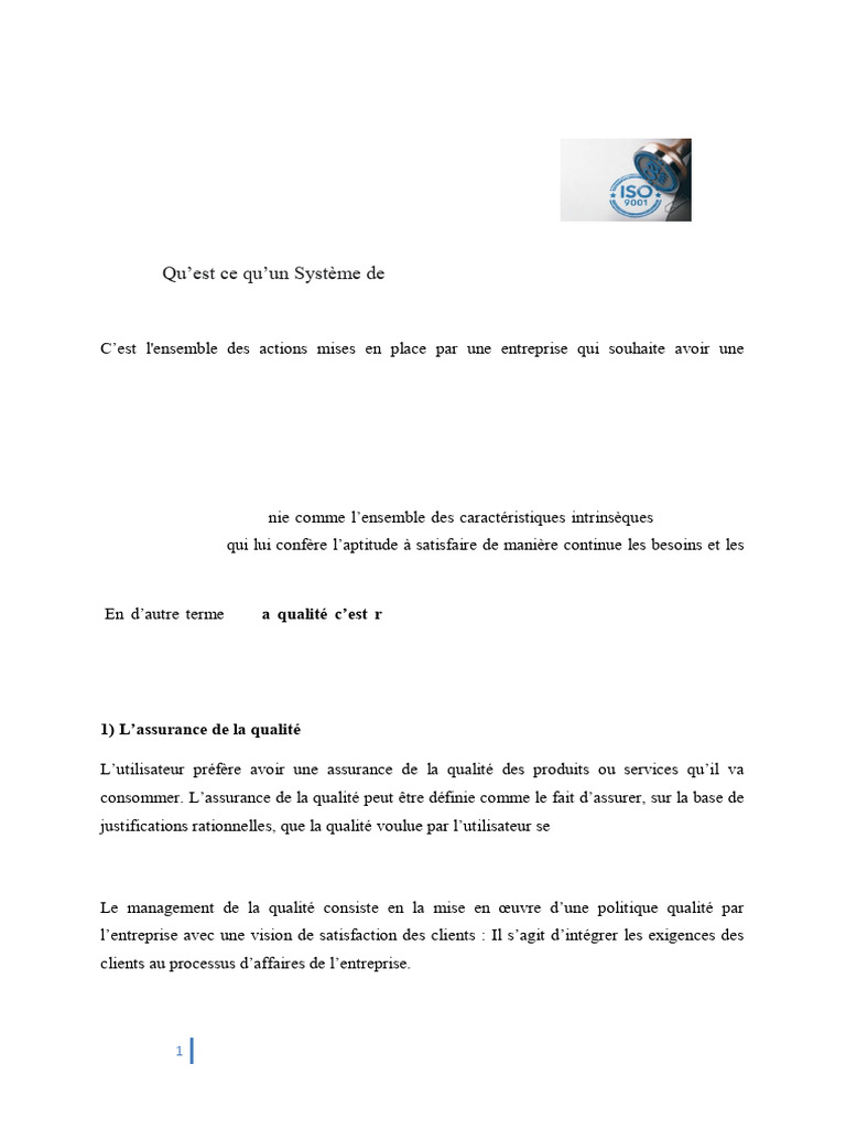 Management de la Qualité en Entreprise | PDF | Management de la qualité ...