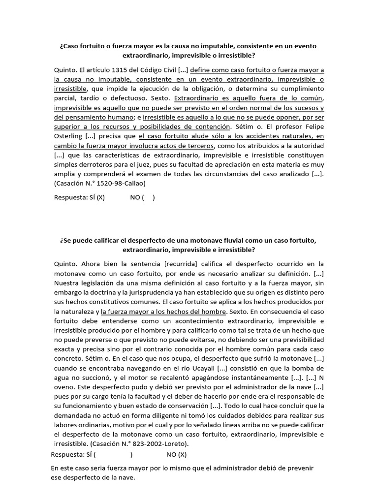Diferencias entre caso fortuito y fuerza mayor | PDF | Justicia ...