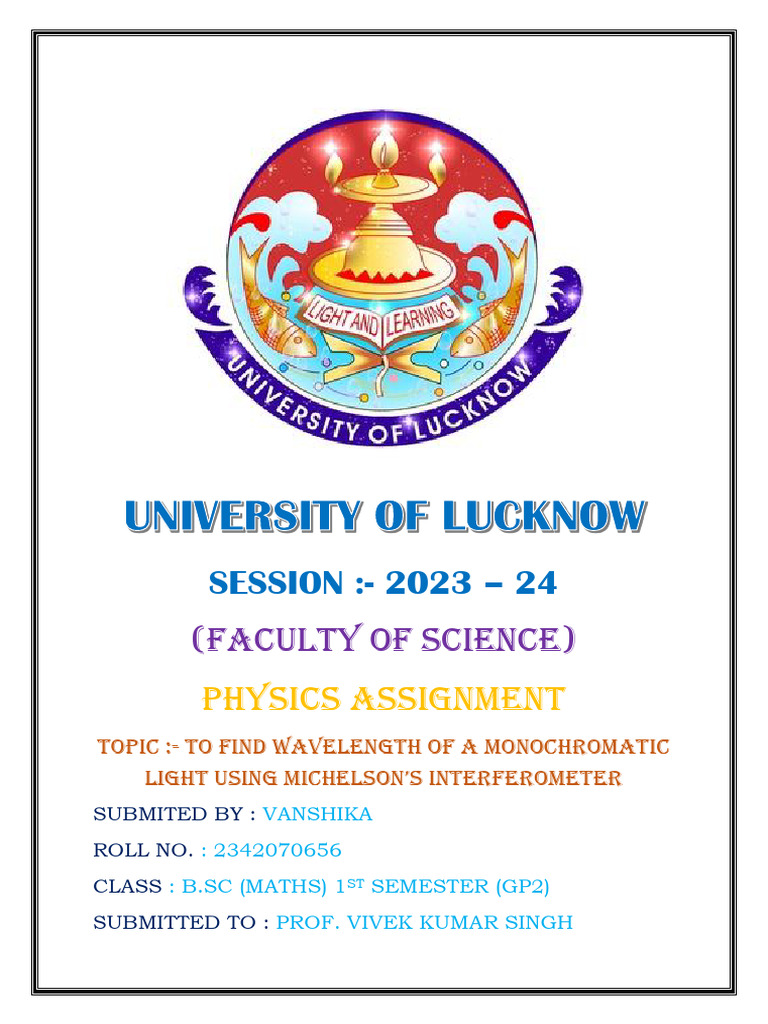Michelson Interferometer Physics Assignment | PDF