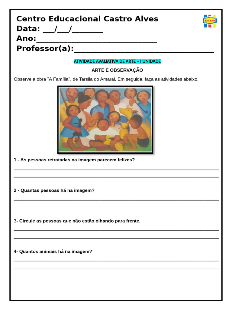 Atividade Avaliativa de Arte - 5º Ano | PDF