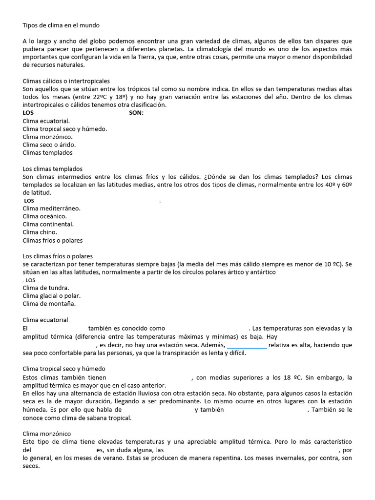 Variedad de climas en el mundo | PDF | Clima | Clima templado