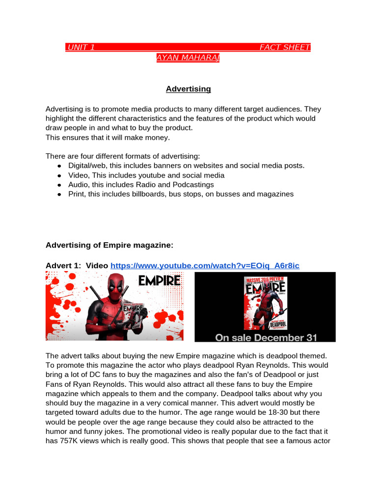 Advertising Strategies for Empire Magazine | PDF | Advertising