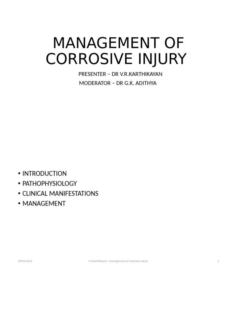 Corrosive Injury Management Guide | PDF | Esophagus | Stomach