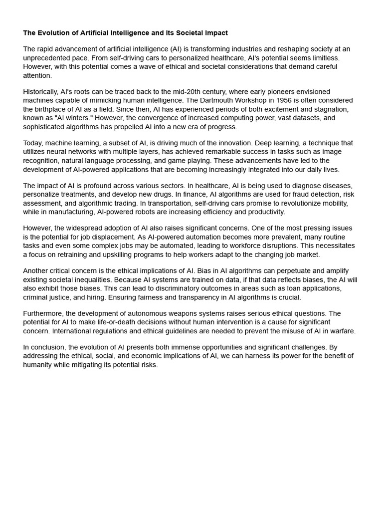 AI Evolution and Societal Impact Analysis | PDF | Artificial ...