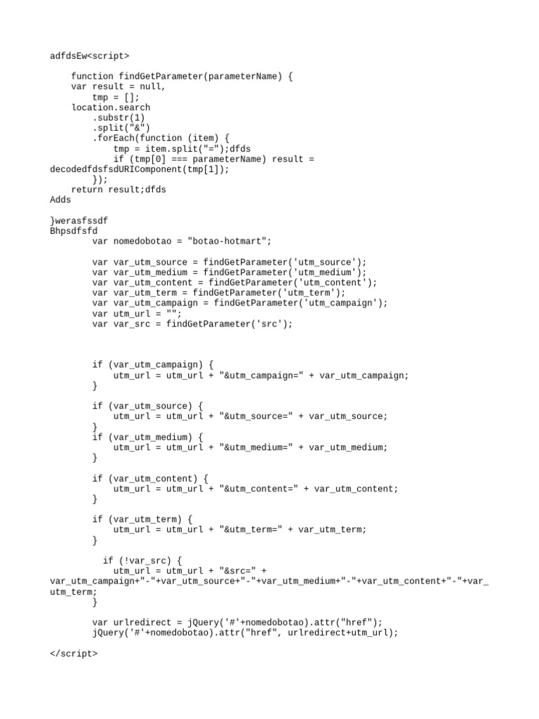 UTM Parameter JavaScript Function | PDF