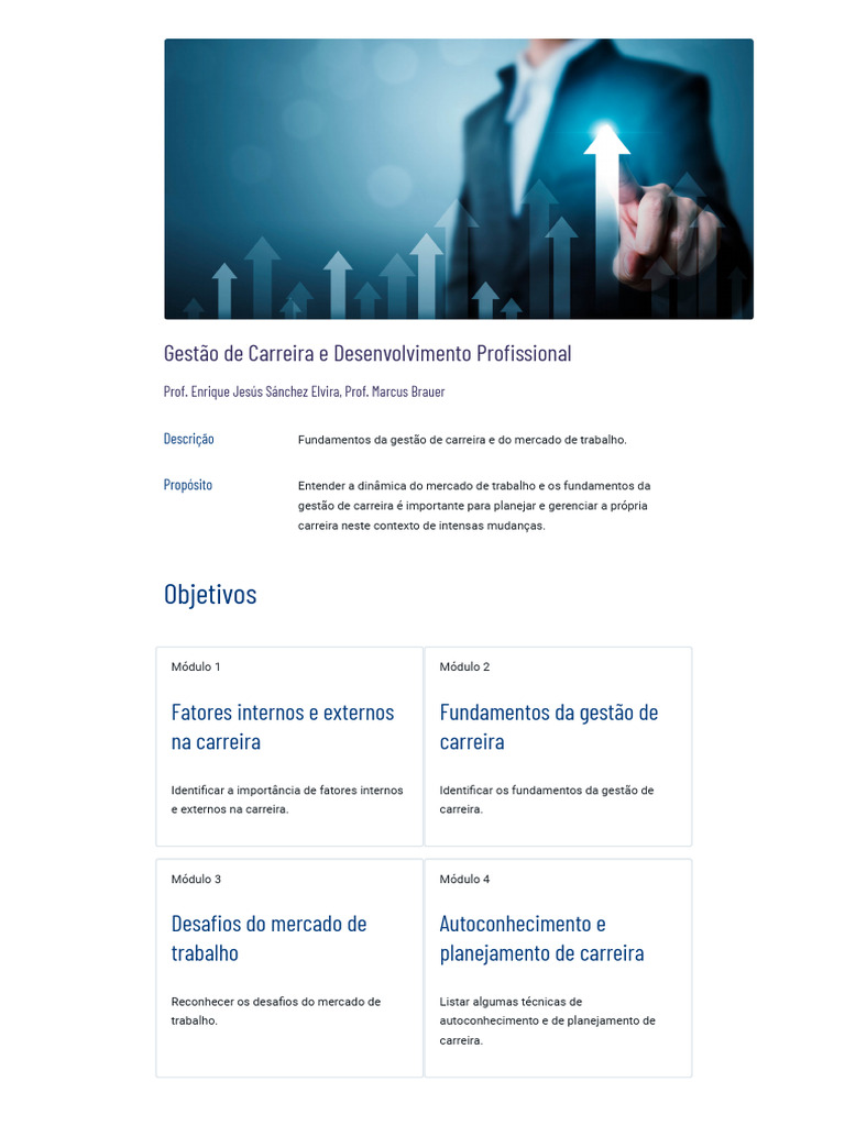 Gestão de Carreira e Desenvolvimento Profissional | PDF | Mercado ...