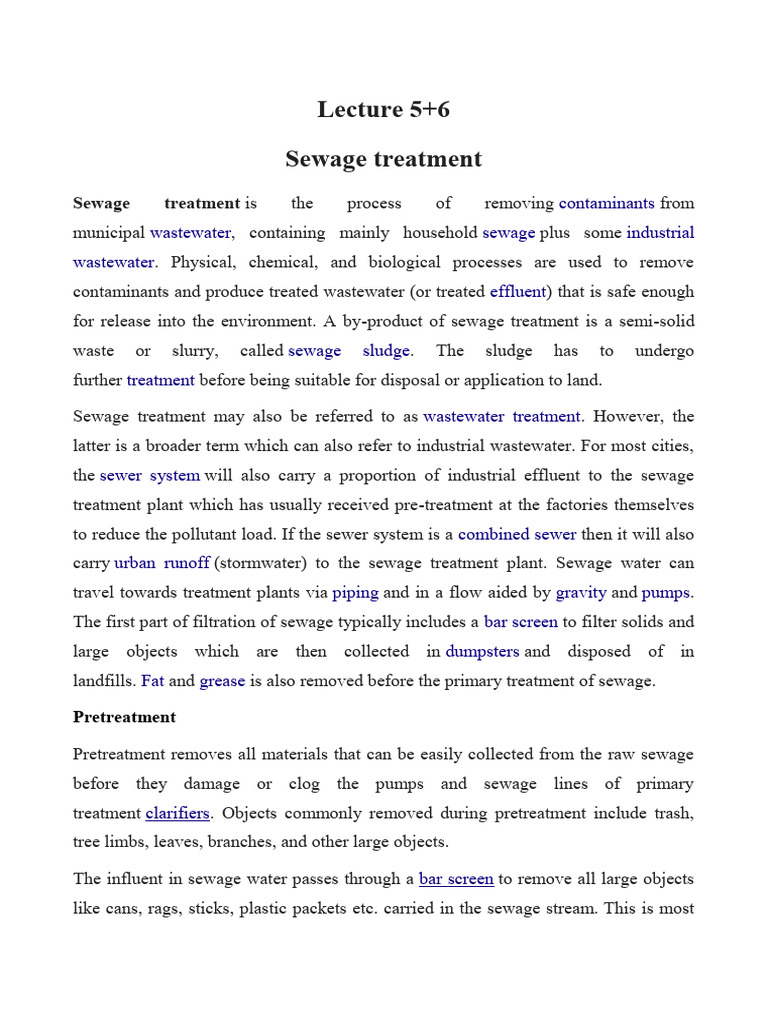 Sewage Treatment Processes Explained | PDF | Sewage Treatment ...