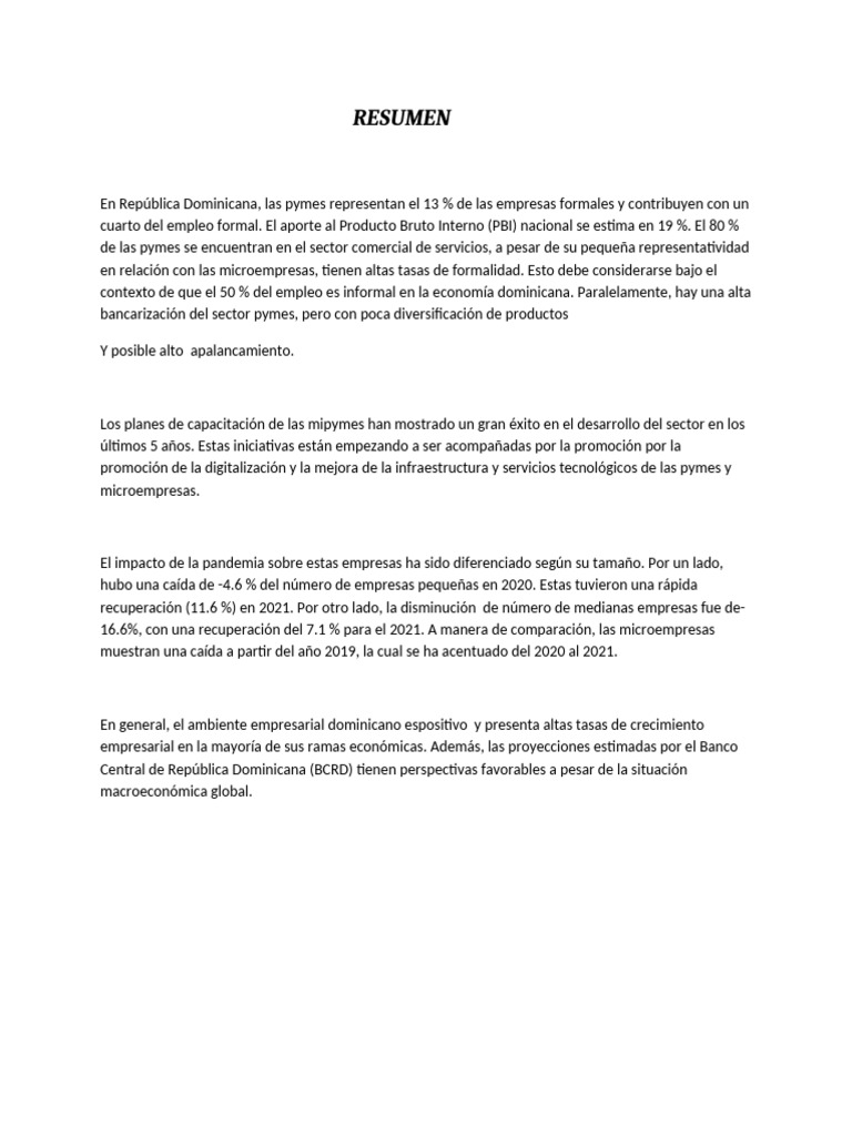 Importancia de las PYMES en RD | PDF | Pequeñas y medianas empresas ...
