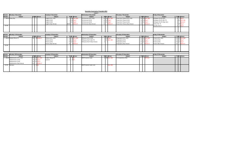 Time Table With Venues | PDF
