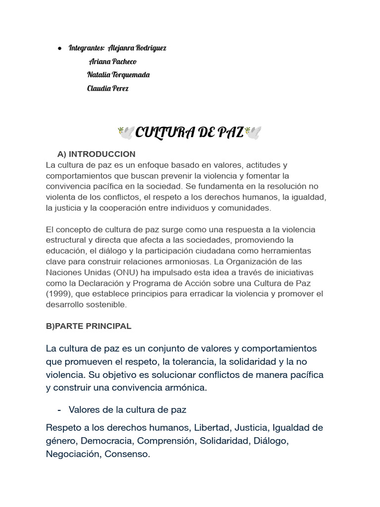 Promoviendo la Cultura de Paz en Sociedad | PDF | Paz | Conflicto (proceso)