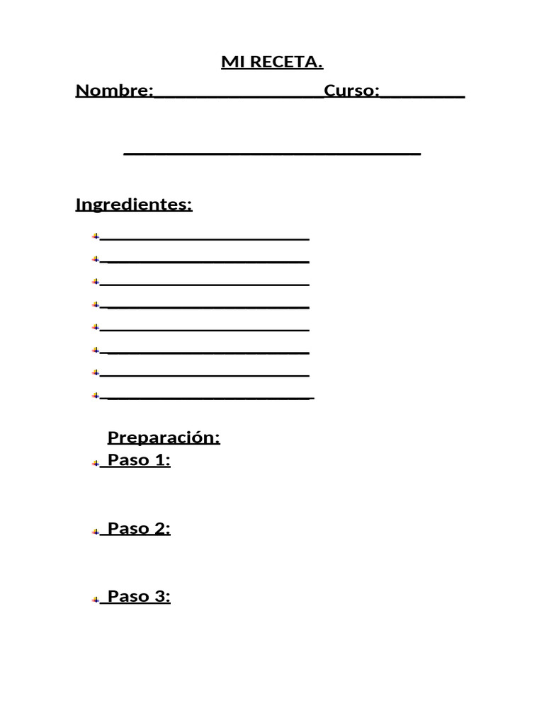 Receta Paso a Paso y Ingredientes | PDF