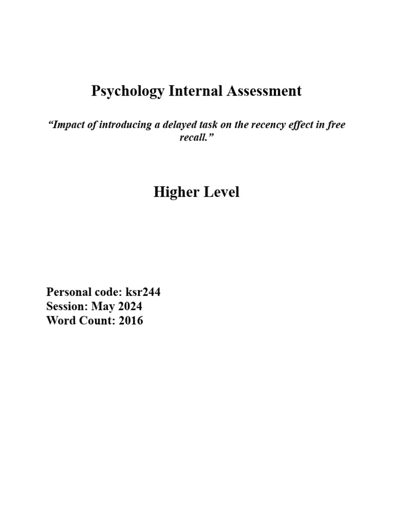 IA sample | PDF | Recall (Memory) | Cognition
