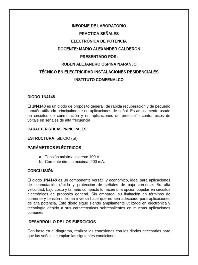 Informe de Laboratorio | PDF | Diodo emisor de luz | Diodo