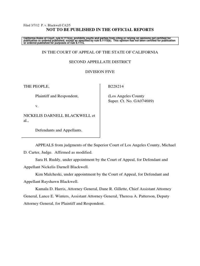 Blackwell Appeal in Sammantha Salas Shooting Denied PDF Murder Strickland V. Washington