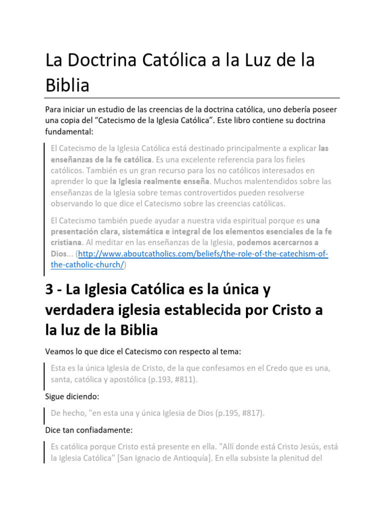 La Doctrina Católica a la Luz de la Biblia - La Iglesia Católica es la ...