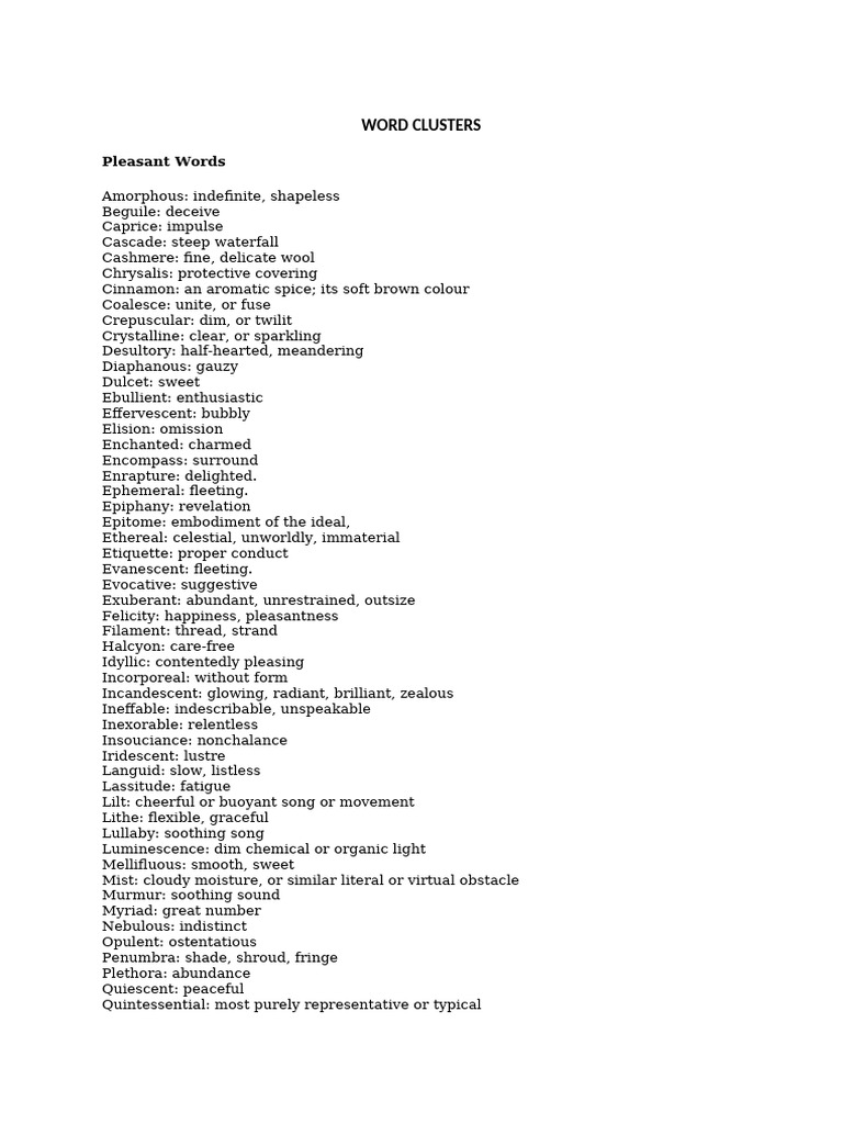 Pleasant and Unpleasant Word Lists | PDF