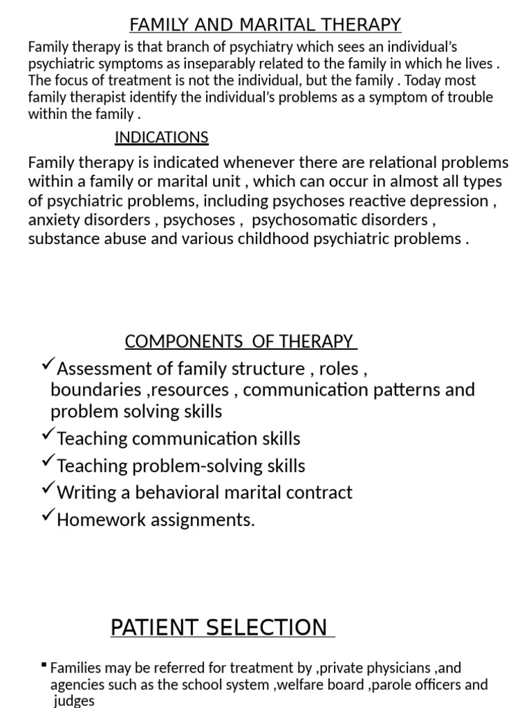 Family and Marital Therapy Overview | PDF | Electroconvulsive Therapy ...