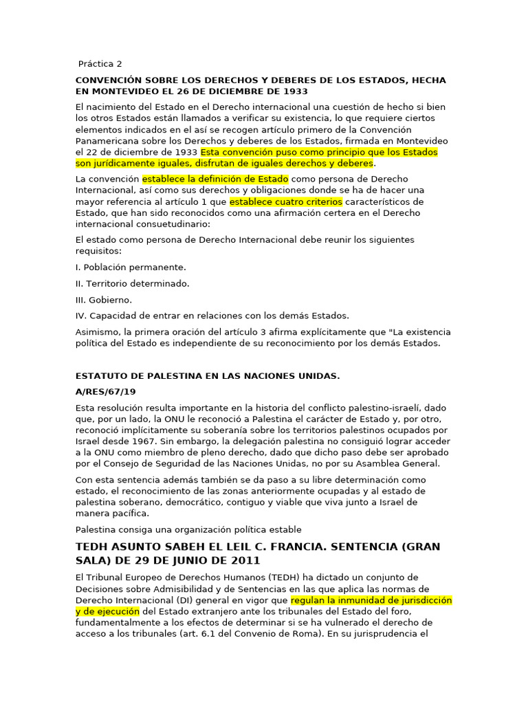 Derechos y Deberes de los Estados en DI | PDF | Estado (política ...