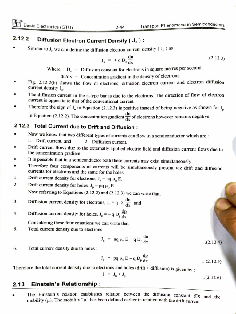 Diffusion Current Density in Semiconductors | PDF | Diffusion ...