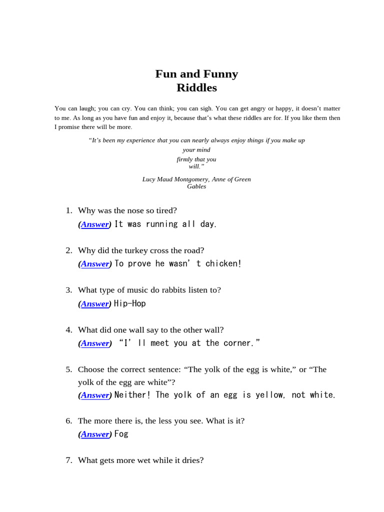 Fun Riddles for All Ages | PDF