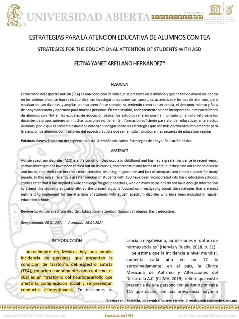 Estrategias Educativas para Alumnos con TEA | PDF | Autismo | Aprendizaje