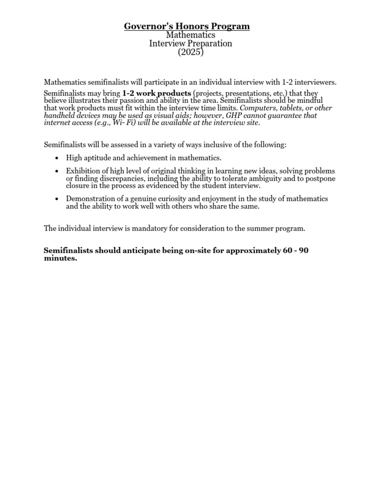 GHP Mathematics Interview Prep Guide | PDF