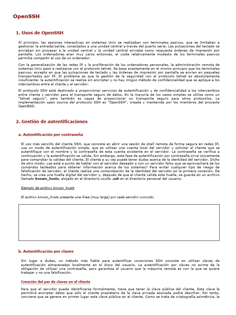 Usos y Autenticación en OpenSSH | PDF | Autenticación | Clave ...