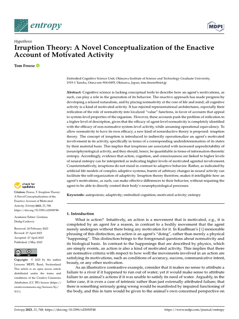 Entropy 25 00748 v2 | PDF | Experience | Motivational