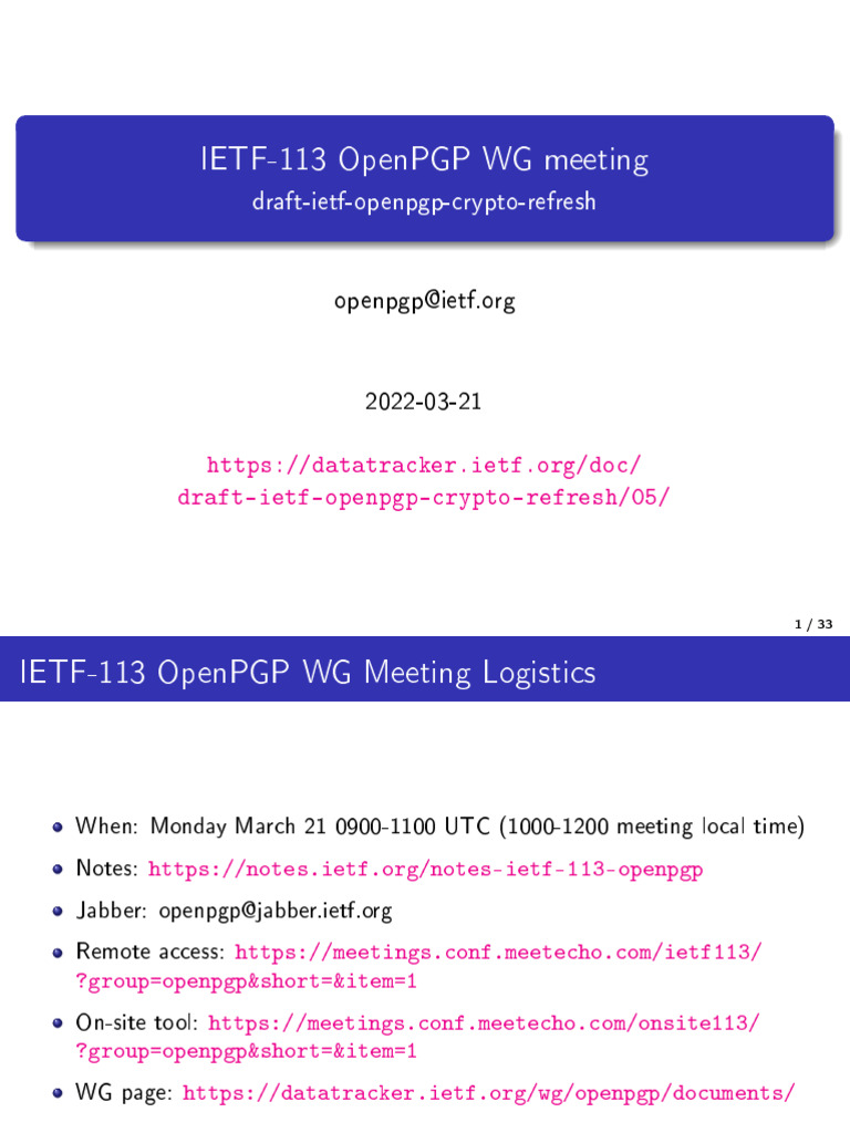 slides-113-openpgp-chair-and-draft-05-slides-01-1 | PDF | Cyberwarfare ...