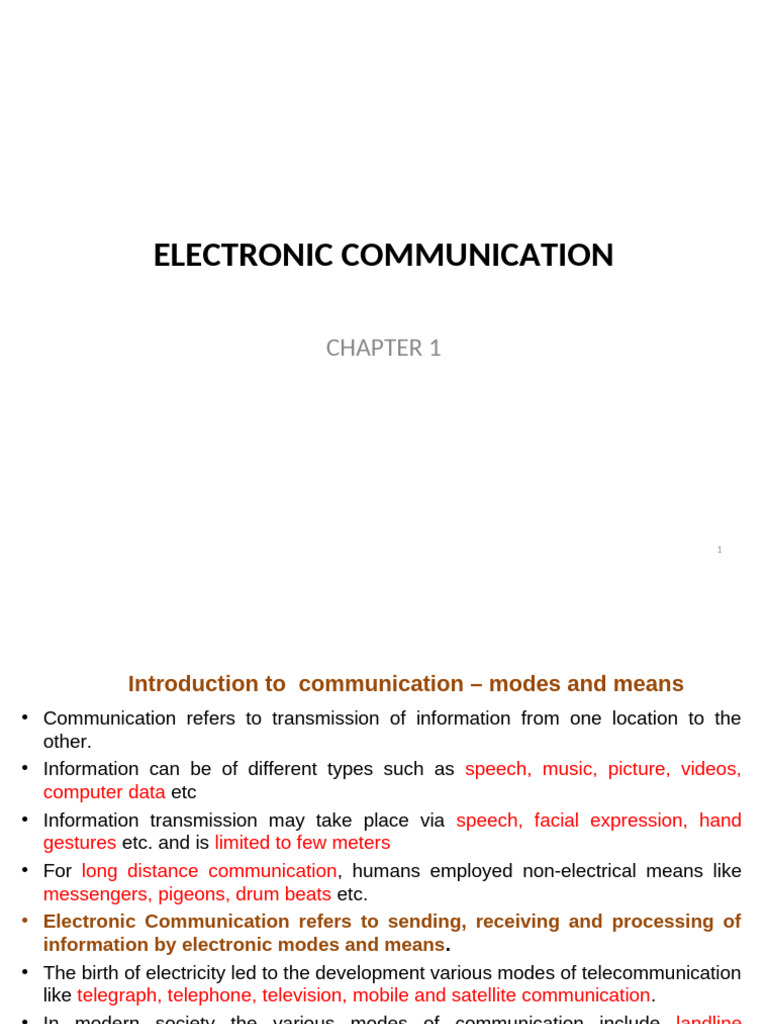 Chapter 1electronic Communication | PDF | Modulation | Transmission Medium