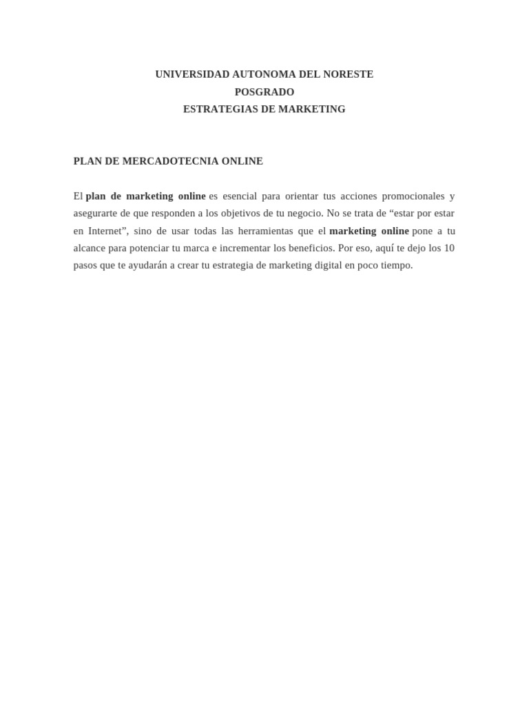 10 Pasos para un Marketing Online Efectivo | PDF | Marketing ...