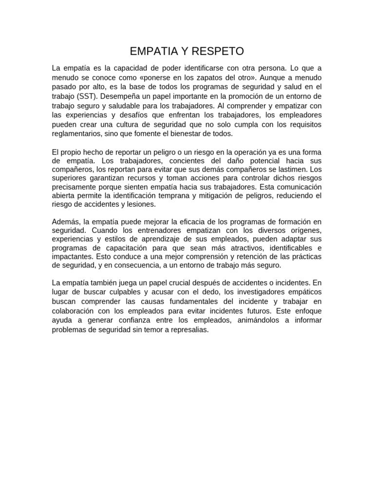 Empatía y Respeto en el Trabajo | PDF