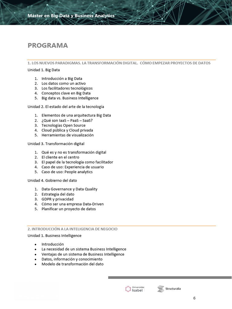 Máster en Big Data y Analytics | PDF | Inteligencia de negocios | SQL