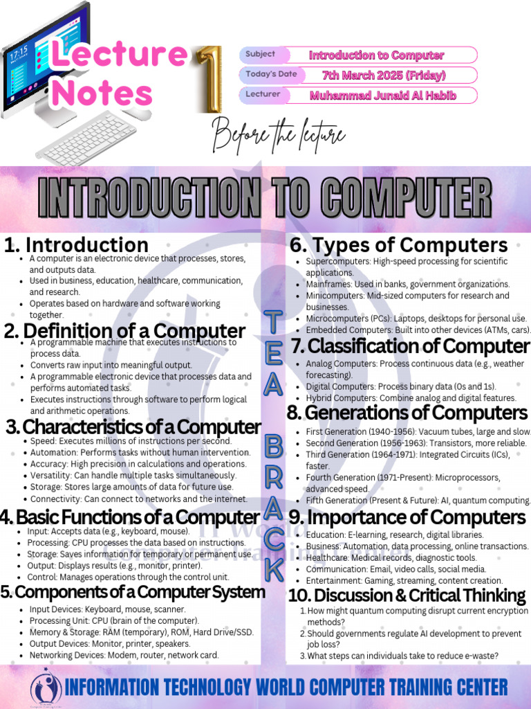 Demo Point From Lecture Notes B4 The Lecture of IT World | PDF ...