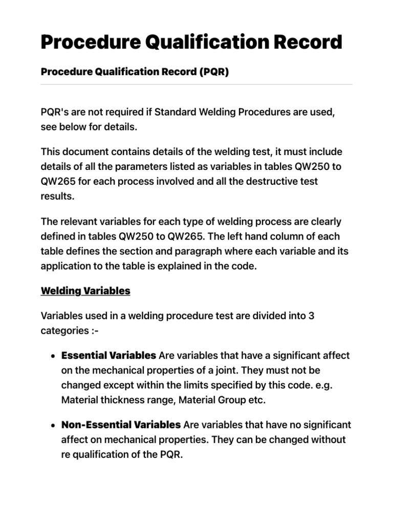 Procedure Qualification Record | PDF | Welding | Construction