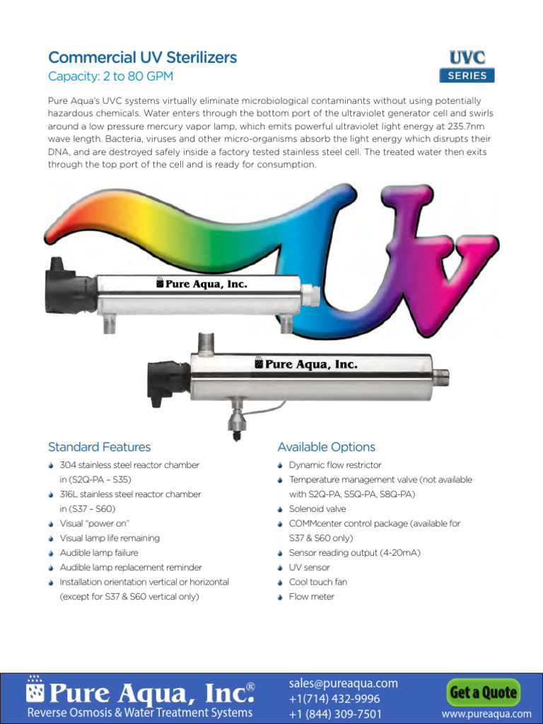 Commercial Uv Sterilizers | PDF | Ultraviolet | Water