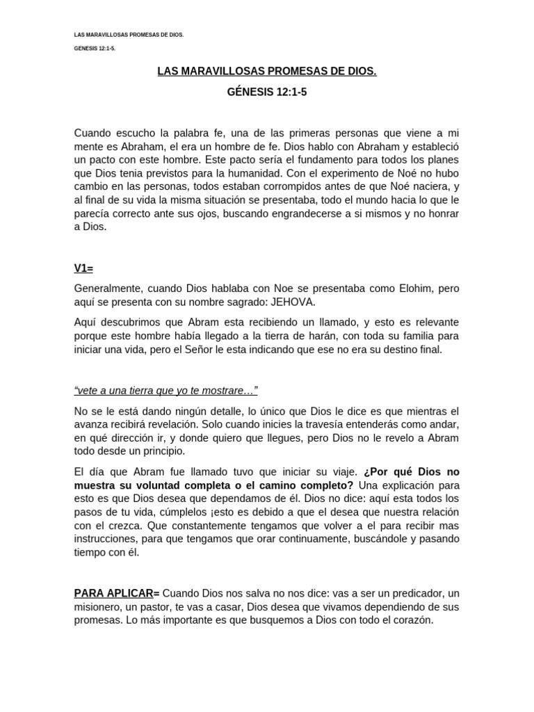 Las Maravillosas Promesas de Dios | PDF | Abrahán | Libro del Génesis
