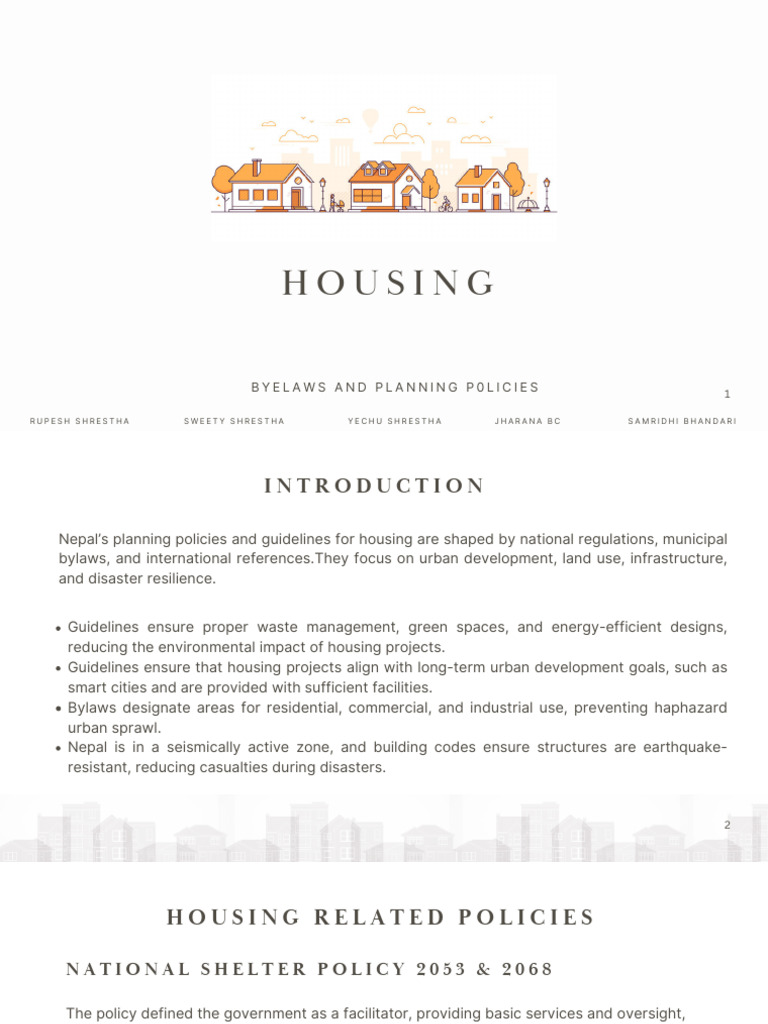 Nepal Housing Policies and Bylaws Overview | PDF | Policy | Green Building