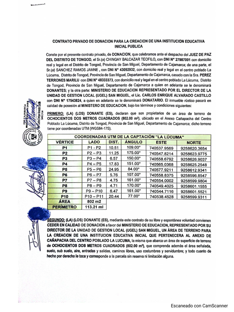 Contrato de Donacion de Terreno para I.e.inicial Publica | PDF