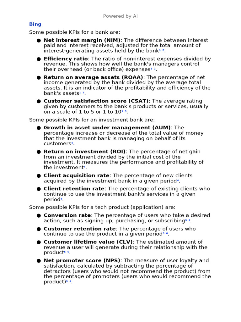 Key Performance Indicators for Banks | PDF | Performance Indicator ...