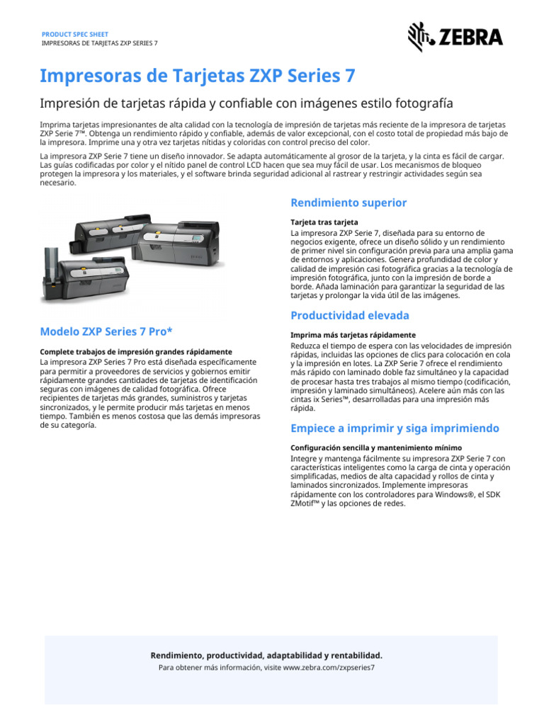 ZXP Series 7 Spec Sheet Es La 1 | PDF | Impresora (Computación ...