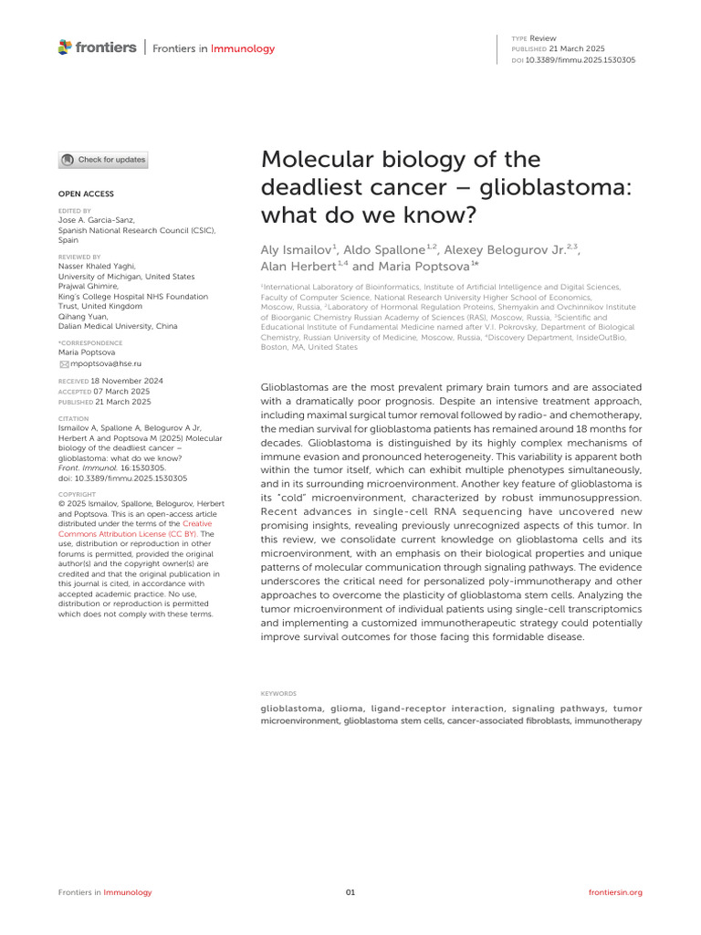 Molecular Biology of The Deadliest Cancer - Gliobl | PDF | Cytotoxic T ...